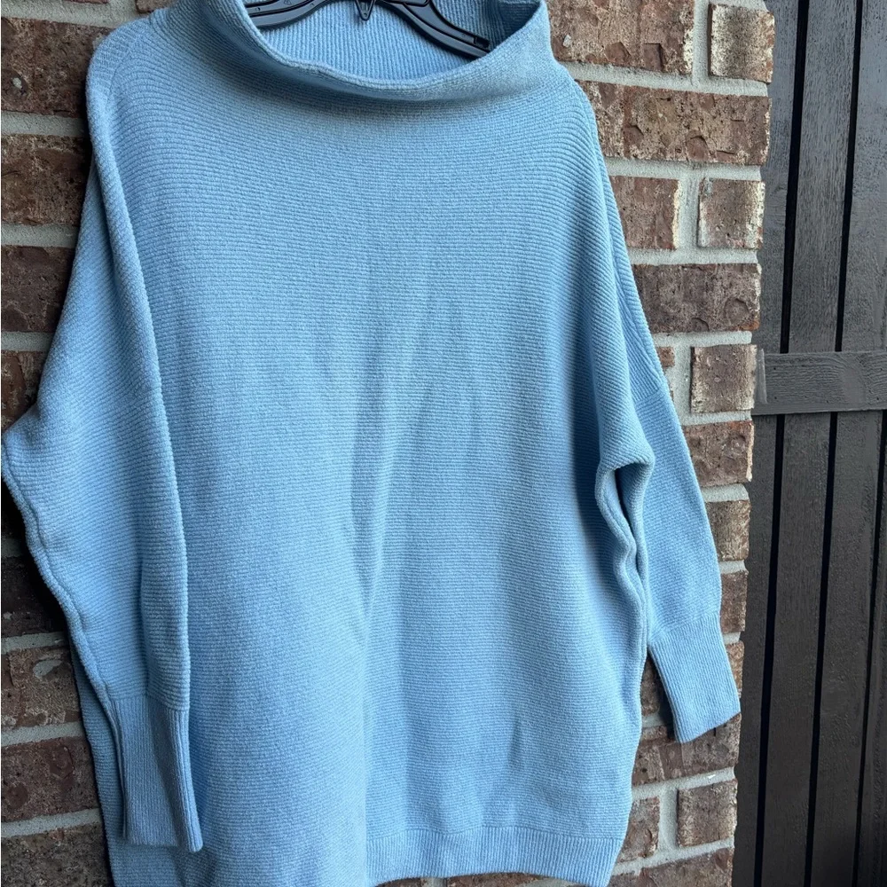 Free People Light Blue ottoman slouchy ribbed Sweater